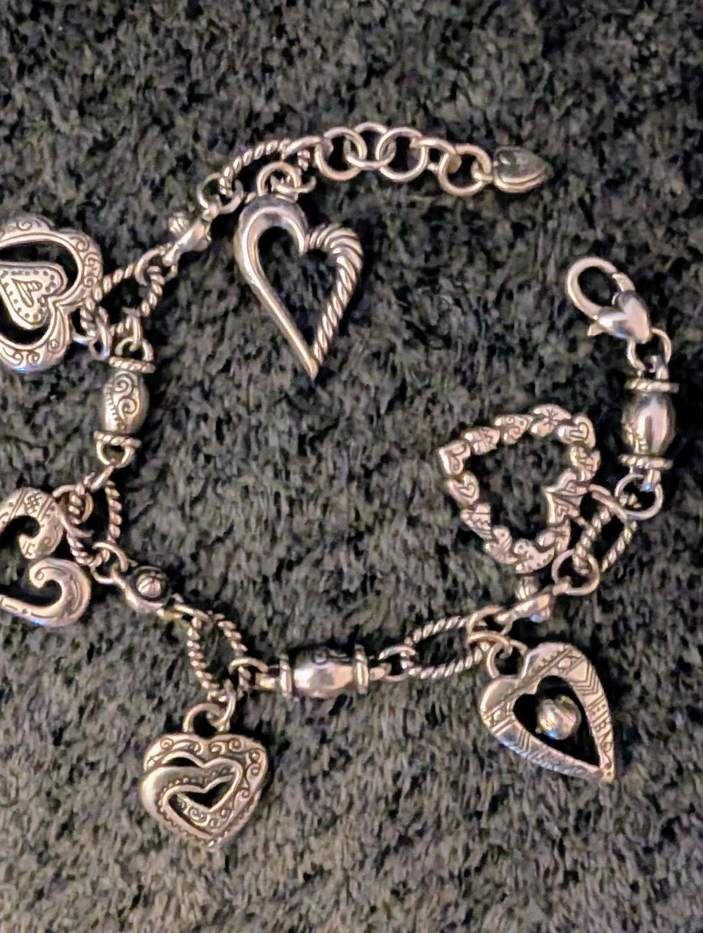 Brighton Sterling-Tone Heart Charm Bracelet in Silver - Women's Jewelry